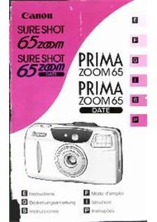 Canon SureShot 65 manual. Camera Instructions.